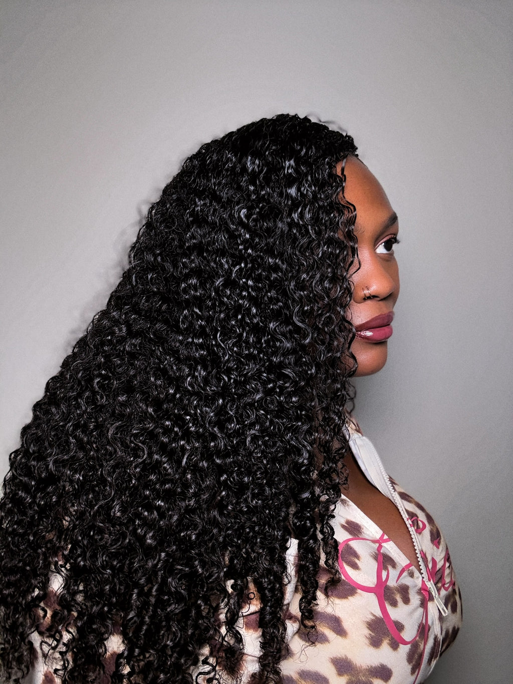 V curl half wig