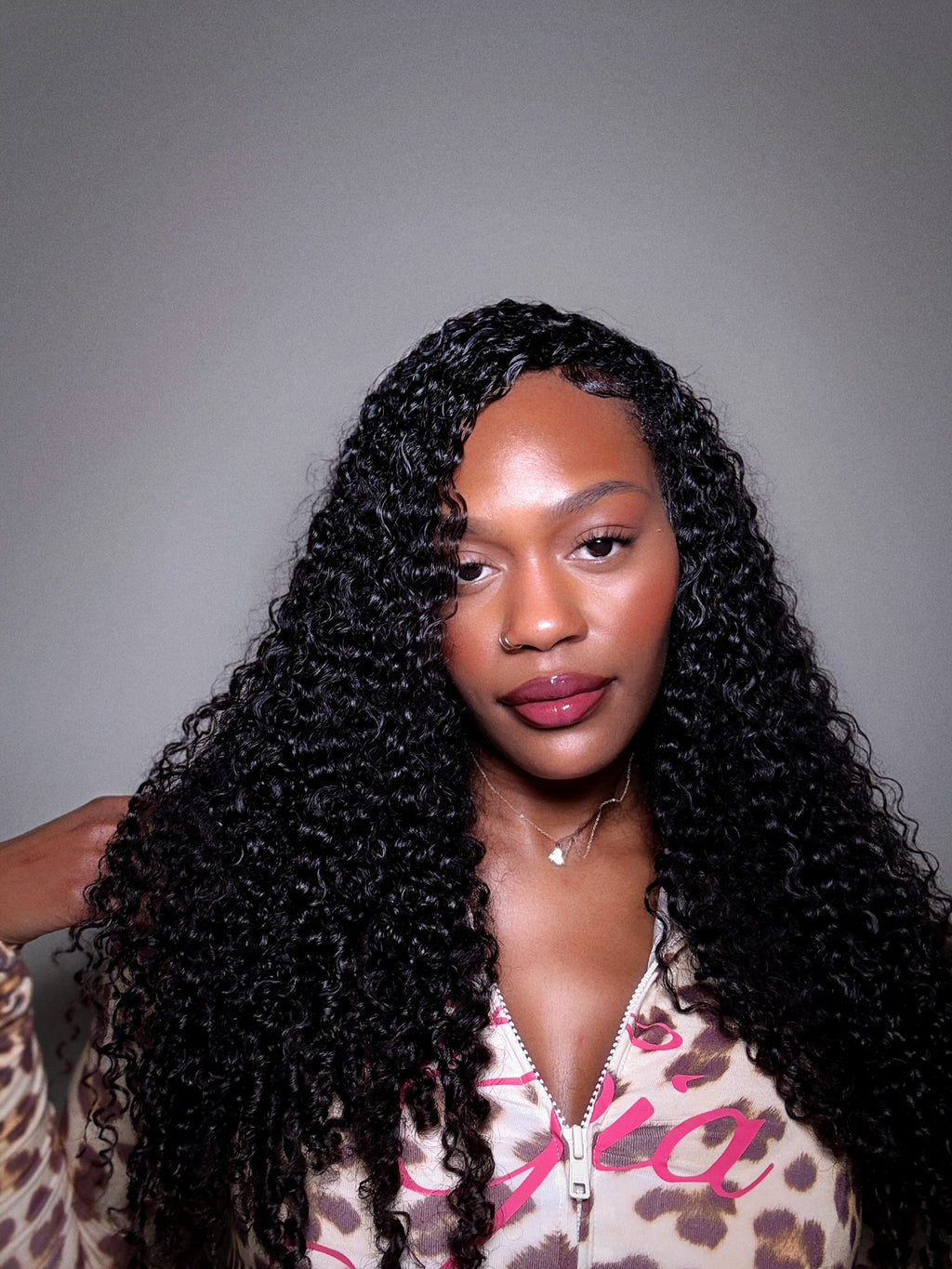 V curl half wig